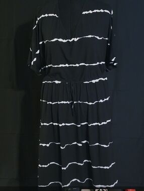 BloomChic Black and White Striped Midi Dress